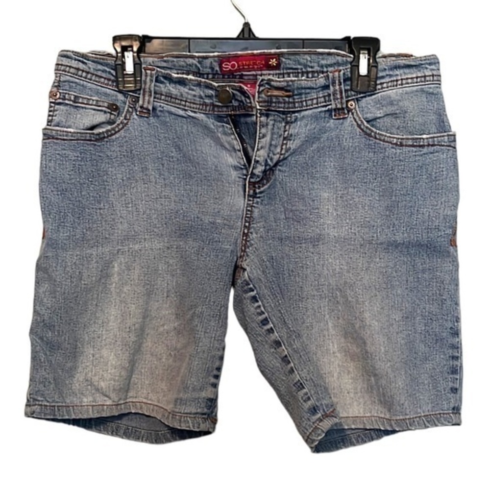 SO womens jean shorts, stretch, size 9, blue